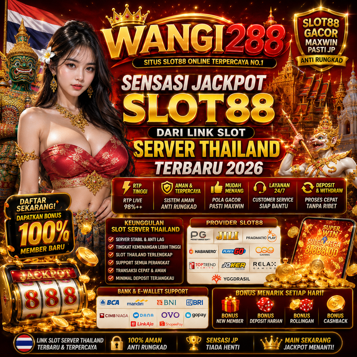 WANGI288: Sensasi Jackpot Slot88 Dari Link Slot Server Thailand Terbaru 2026 image 1